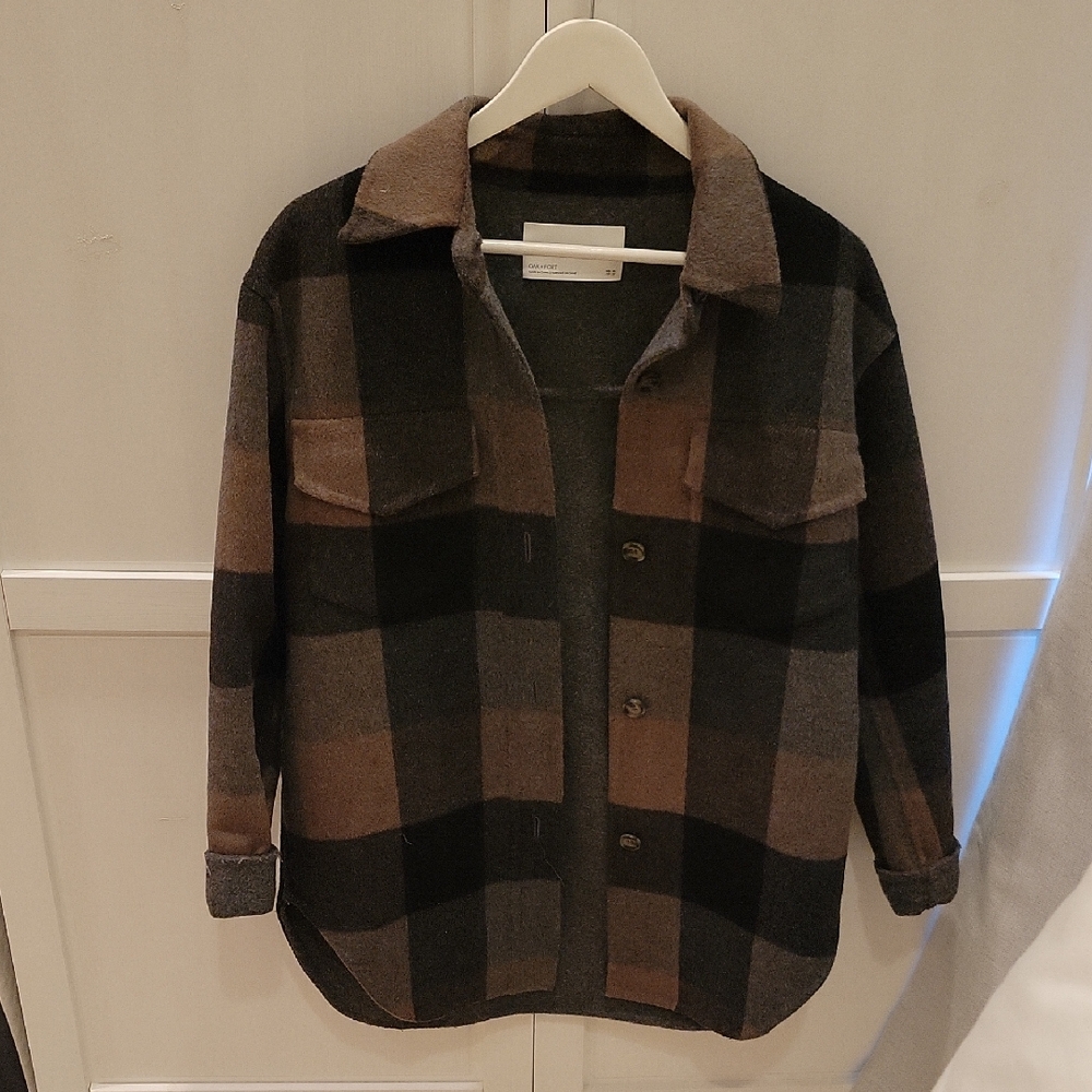 Plaid Button-Up Shirt Jacket